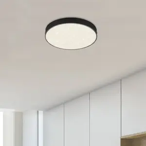 Briloner Plafonnier LED Flame Star, Ø 21,2 cm, noir pas cher