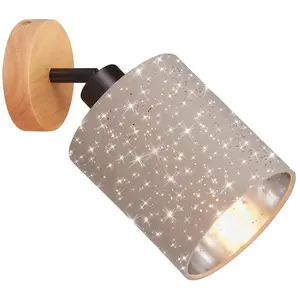 Briloner Spot mural Stofa, déco étoile, taupe, 1 lampe pas cher