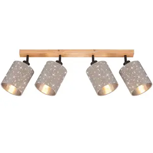 Briloner Plafonnier à spots Stofa, étoiles, taupe, 4 lampesVendu paramazon