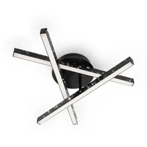 Comparateur de prix : Briloner Plafonnier Rey, effet scintillant, 3 lampes, noir