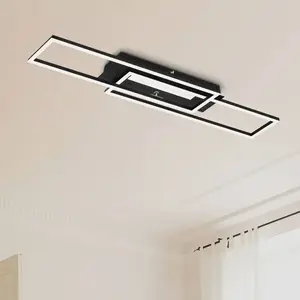 Comparateur de prix : Briloner Plafonnier LED Frame Mid, 3 000 K, noir