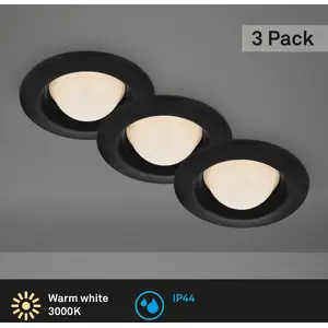 Comparateur de prix : Briloner Spot encastré LED Carro, lot de 3, 3 000 K, noir