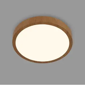 Comparateur de prix : Briloner Plafonnier LED Runa Wood aspect bois 3.000 K Ø38cm