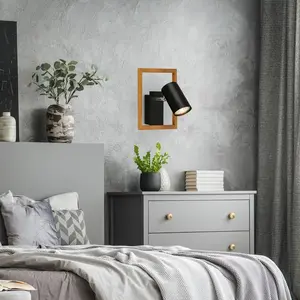 Comparateur de prix : Briloner Spot mural 2138015 en noir avec cadre en bois