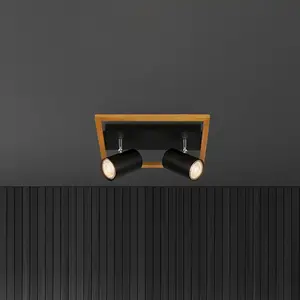 Comparateur de prix : Briloner Spot pour plafond Frey cadre en bois GU10 noir à 2 lampes