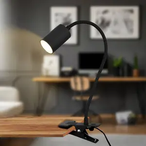 Comparateur de prix : Briloner Lampe à pince LED Fleks, noire, flexible, métal