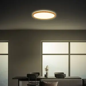 Comparateur de prix : Briloner - Tava Wood led Plafonnier, lumière indirecte, plat, application bois, lumière blanc chaud, couleur bois, Ø29 x 3 cm