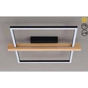 Comparateur de prix : Briloner Plafonnier LED Moldura, 43x35 cm, bois, métal, noir