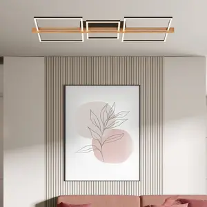 Comparateur de prix : Briloner Plafonnier LED Moldura, 108x35 cm, bois, métal, noir