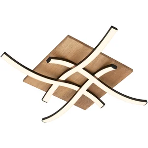 Comparateur de prix : Briloner Plafonnier LED Vinka, 4 lampes, 47x47 cm, couleur bois