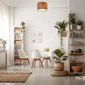 Briloner Plafonnier Mata, brun, Ø 35 cm, tissu, E27 pas cher