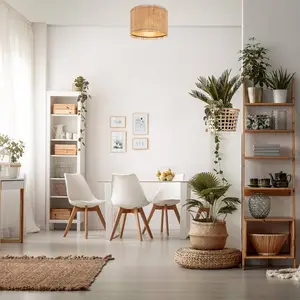 Briloner Plafonnier Borra, naturel, Ø 40 cm, paille, E27 pas cher