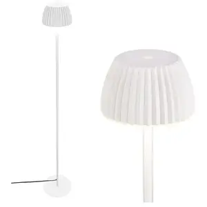 Comparateur de prix : Briloner Lampe sur pied LED Loca, blanc vieilli, hauteur 123 cm, plast...