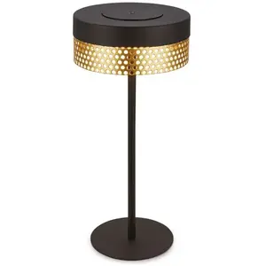 Comparateur de prix : Briloner Lampe à poser rechargeable Booha, noir, métal, IP44, à intens...