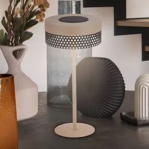 Comparateur de prix : Briloner Lampe à poser rechargeable Booha, beige, métal, IP44, à inten...