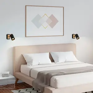 Comparateur de prix : Briloner Spot mural Duta, saillie 16 cm, noir/couleur bois, bois