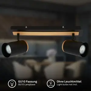 Comparateur de prix : Briloner Spot pour plafond Duta, longueur 40 cm, noir/couleur bois, à ...