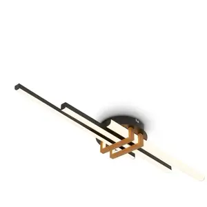Comparateur de prix : Briloner Plafonnier LED Tinka, couleur bois/noir, longueur 78 cm