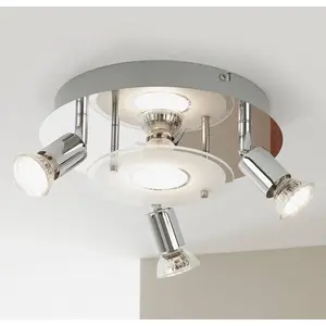 Comparateur de prix : Briloner Plafonnier LED Orna, rond, à 4 lampes, chromé