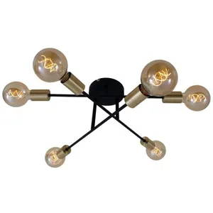 Briloner Plafonnier 3868-065 Black Steel à six lampes pas cher