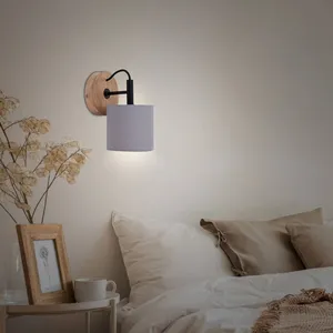 Comparateur de prix : Briloner Wood & Style 2075 Applique Avec Abat-Jour En Tissu