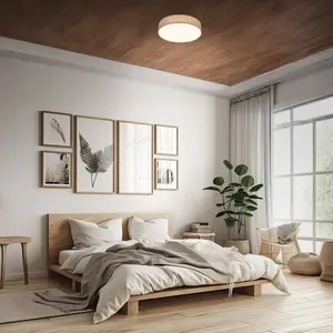 Briloner Plafonnier LED Duck, taupe, Ø 38 cm, tissu, 3000 K pas cher