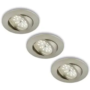 Briloner Spot encastré LED rotatif en set de 3 nickel mat