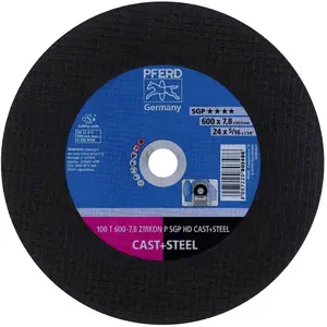 PFERD TOOLS 100 T 600-7,8 ZIRKON P SGP HD CAST+STEEL/60,0 66397708 Disque à tronçonner 600 mm 5 pc(s) Acier de traitement, Fonte, acier, Acier coulé pas cher