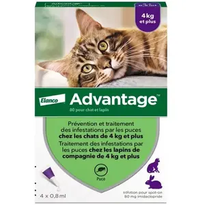 Comparateur de prix : ADVANTAGE Solution Antipuce Chat Lapin +4kg 4 pipettes