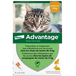Comparateur de prix : ADVANTAGE Solution Antipuce Chat Lapin 1 à 4kg 4 pipettes