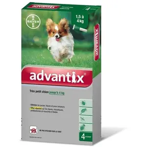 Comparateur de prix : Antiparasitaire externe pour chiens Advantix tres petit chien <à4kg x4