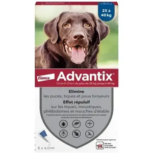 Comparateur de prix : 6 pipettes Advantix pour chien de grande taille, 25 à 40 kg