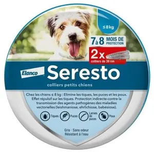 Comparateur de prix : SERESTO Chien Collier Anti-Puces et Anti-Tiques -8kg 2 unités