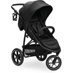 hauck Poussette 3 Roues Rapid 3 Air, Jusqu'à 22 kg, Roues Pneumatiques, Suspensions, Pliable, Compact, Protection UV 50+, Inclinable dès la Naissance, Guidon Réglable, Panier jusqu'à 3 kg, Noir