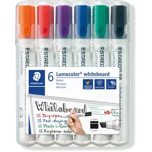 Comparateur de prix : STAEDTLER Etui de 6 marqueurs pour tableau blanc effaçable à sec pointe biseautée