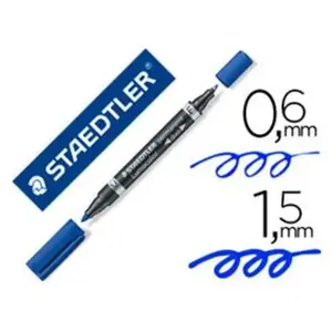 Comparateur de prix : Feutre permanent Lumocolor duo 348 Staedtler Double pointe Bleu