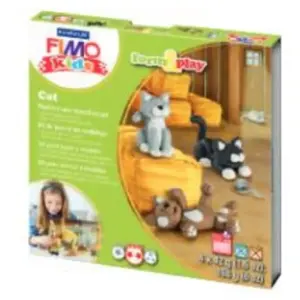 Comparateur de prix : Kit Fimo Kids Chat - STAEDTLER - Set de pâte à modeler - 4 pains assortis + outil de modelage + décor