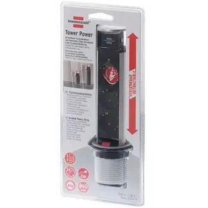 Brennenstuhl Prolongateur multiprise encastrable Tower Power - Alu/Noir pas cher