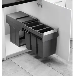 Comparateur de prix : Poubelle de cuisine 3 bacs encastrables 24L (8+8+8) Hailo AS Tandem