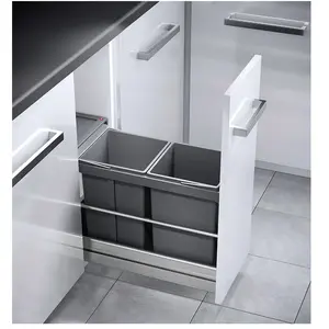 Comparateur de prix : Hailo Poubelle de cuisine tri sélectif 2 bacs encastrable 30L (15+15) Tandem