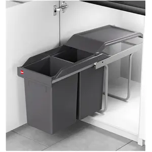 Comparateur de prix : Hailo Poubelle de cuisine tri sélectif 2 bacs encastrable sous évier 3...