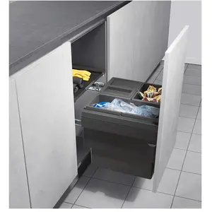 Comparateur de prix : Hailo Poubelle de cuisine tri sélectif 3 bacs encastrable 44L (18+13+1...