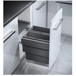 Comparateur de prix : Hailo Poubelle de cuisine tri sélectif 2 bacs encastrable 36L (18+18) Cargo Synchro