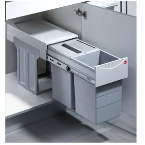 Comparateur de prix : Poubelle de cuisine tri sélectif 2 bacs encastrable 30L (15+15) Hailo Tandem