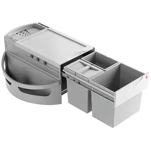 Comparateur de prix : Hailo Poubelle d'angle encastrable tri sélectif 3 bacs 34L (18+8+8) Rondo
