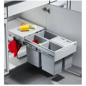 Comparateur de prix : Hailo Poubelle de cuisine tri sélectif 4 bacs encastrable 34L (8,5+8,5...