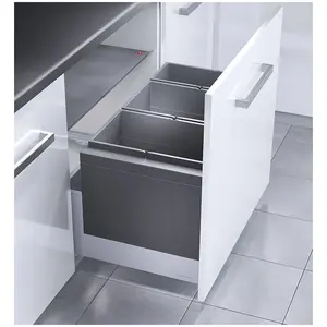 Comparateur de prix : Hailo Poubelle encastrable 3 bacs pour meuble coulissant 74L (28+28+18...