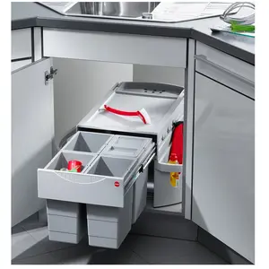Comparateur de prix : Hailo Poubelle d'angle encastrable tri sélectif 4 bacs 32L (4x8L) Rondo