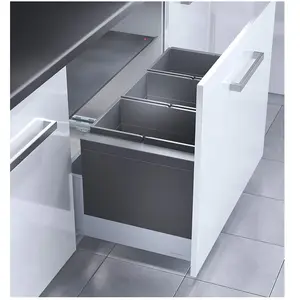 Comparateur de prix : HAILO Poubelle encastrable 3 bacs pour meuble coulissant 90L (28+28+28...
