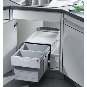 Comparateur de prix : Hailo Poubelle d'angle encastrable tri sélectif 2 bacs 36L (18+18) Rondo